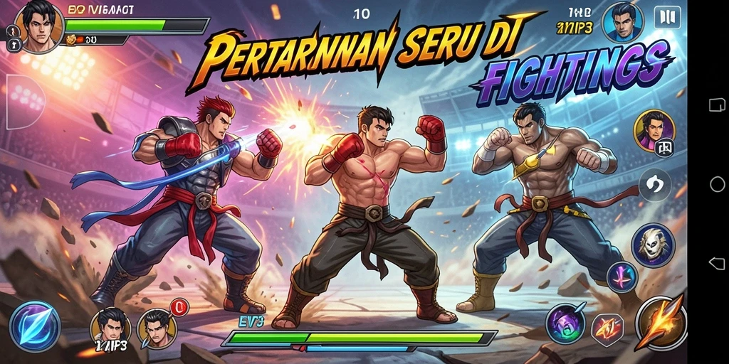 Tampilan dinamis dari gameplay Fighting di EVIP3.