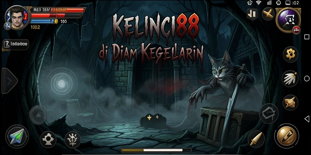 Tampilan gameplay KELINCI88 yang penuh ketegangan dan kegelapan.