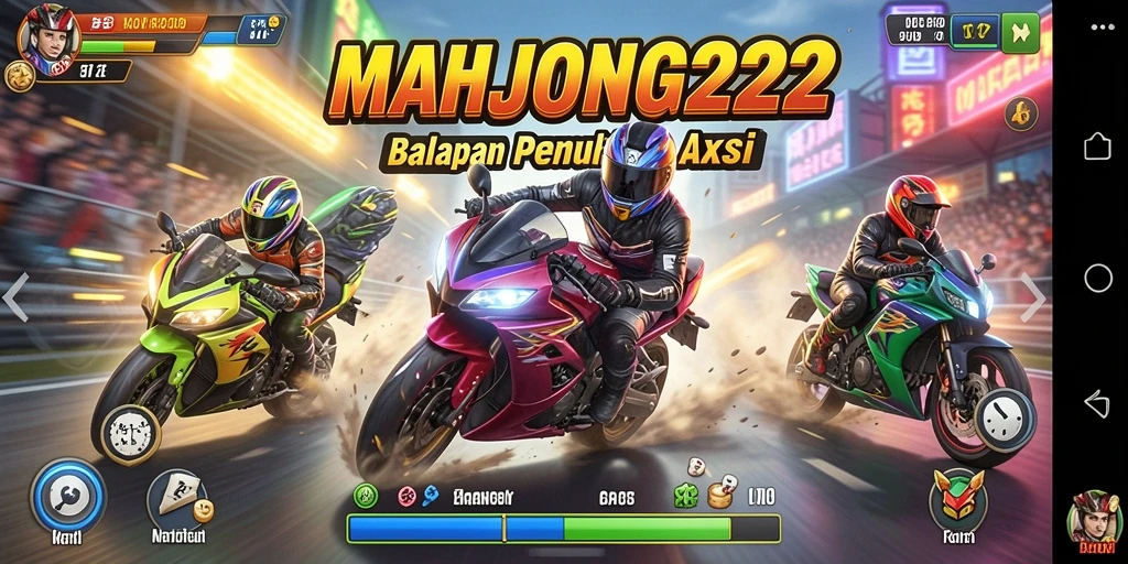 Gameplay balapan motor yang menegangkan dan seru di MAHJONG222.