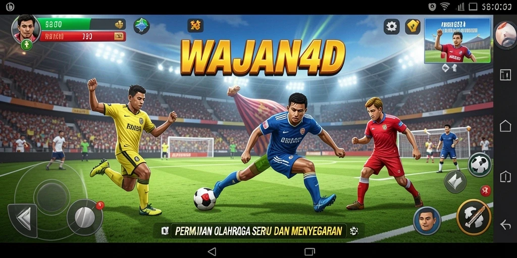 Screenshot gameplay WAJAN4D yang menunjukkan aksi mendebarkan dalam olahraga.